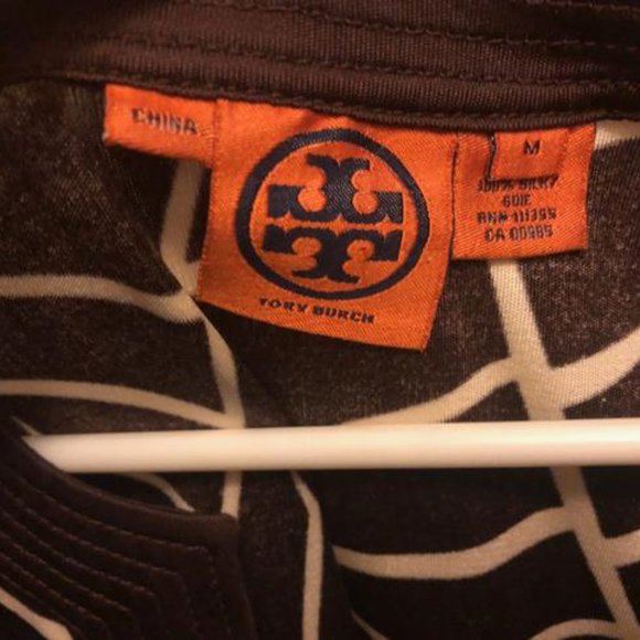 Tory Burch Brown and White Silk Work/Office Dress in Size Medium - Picture 2 of 4